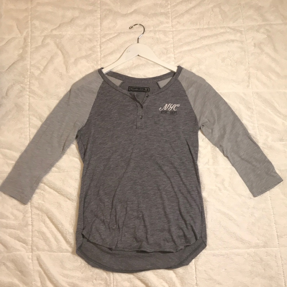 Abercrombie and Fitch Gray Baseball 3/4 Shirt